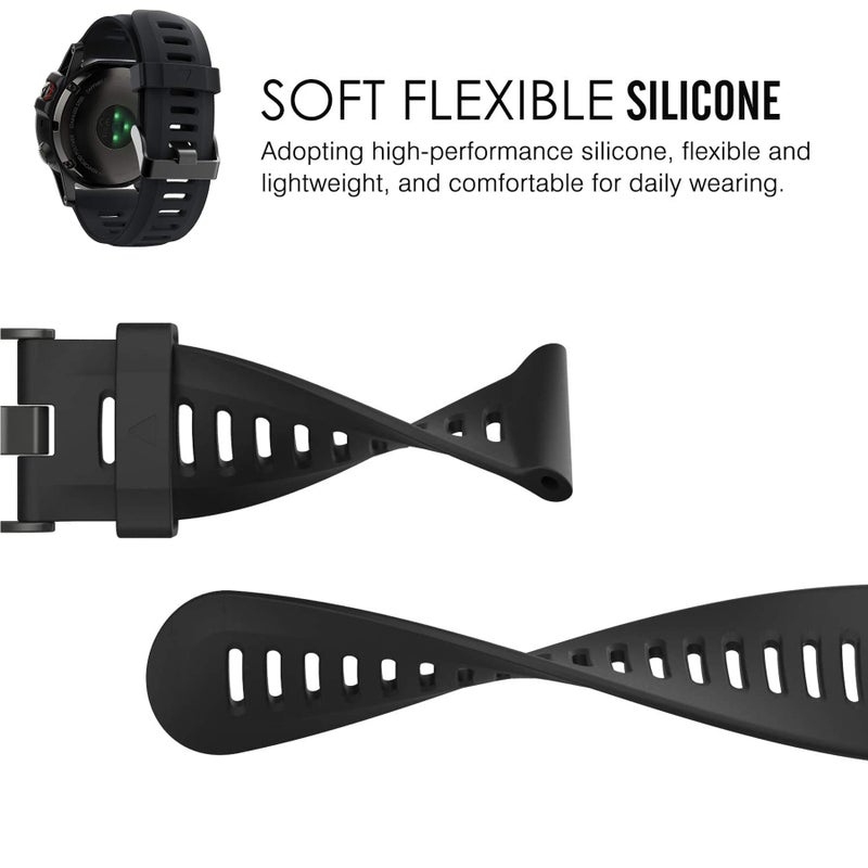 QGHXO حزام لجهاز Garmin Fenix 3، حزام ساعة بديل من السيليكون الناعم لجهاز Garmin Fenix 3 HR الذكي (بدون متتبع) - Image 3