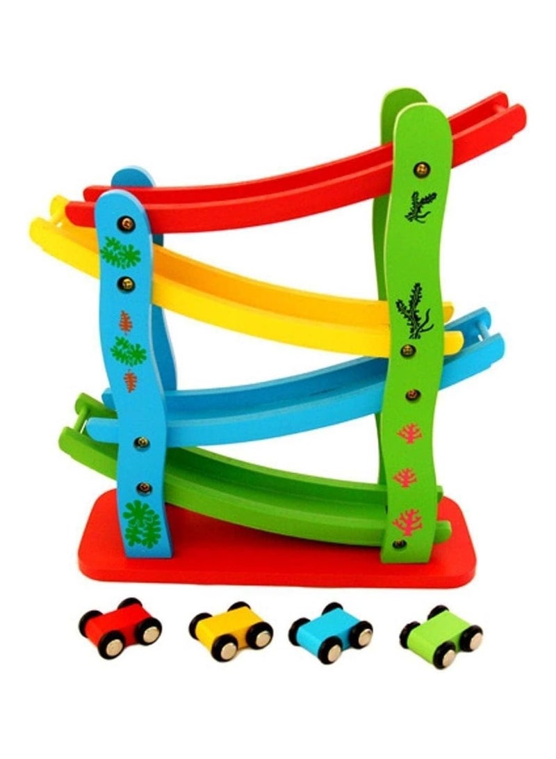 بلومنغ تايم لعبة سيارة مسار خشبية، للأطفال الصغار ألعاب تعليمية لبناء مونتيسوري - Image 1