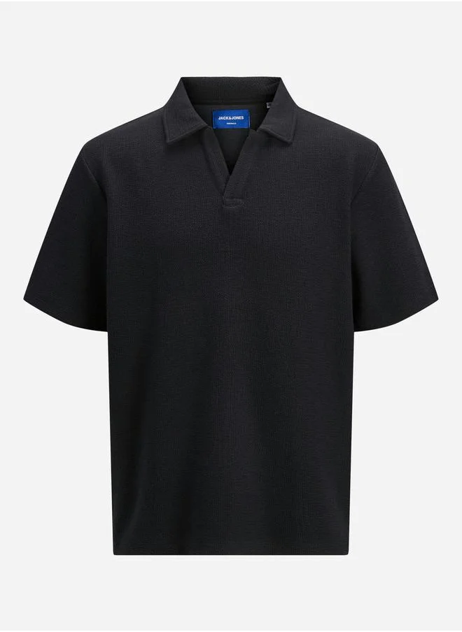 JACK & JONES Textured Regular Fit Polo T-Shirt