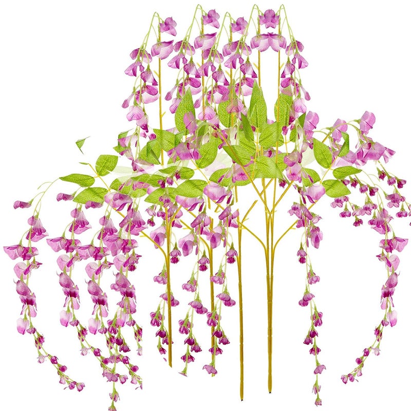 Fourwalls Artificial Polyester and Plastic Hanging Flower Vine Purple 37 cm x 1 cm x 110 cm Set of 6 - Image 1