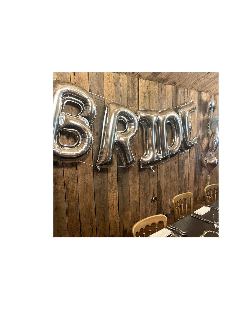 بارتي ويذ إيما الحروف الفضية من الألف إلى الياء بالونات 32 بوصة بالونات الأبجدية الكبيرة الفضة رقائق الهيليوم رسالة بالون لحفل عيد ميلاد الذكرى السنوية زفاف الزفاف (فضي-E) - Image 2