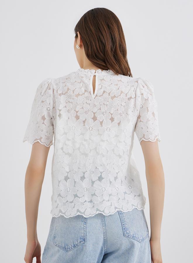 Take Two Women White Floral Embroidered Top - Image 5