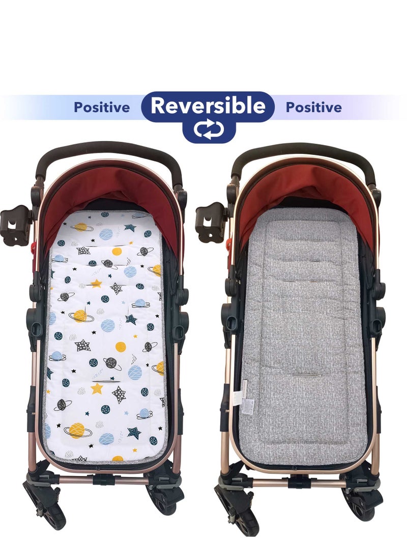 Miracle Baby 1PCS  Soft Toddler Stroller Cushion, Toddler Car Seat Insert, Reversible Universal Breathable Stroller Mat, 100% Cotton Cover Toddler Seat Pad Liner - Image 3