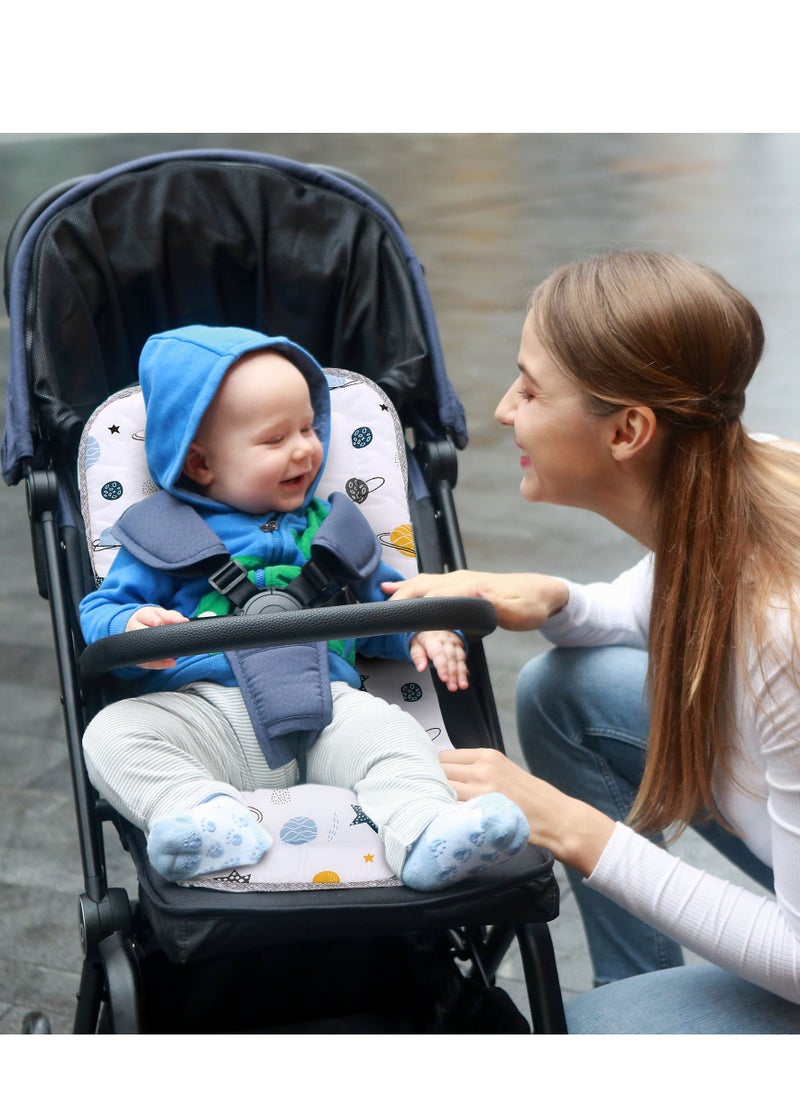 Miracle Baby - Soft Toddler Stroller Cushion, Toddler Car Seat Insert, Reversible Universal Breathable Stroller Mat, 100% Cotton Cover Toddler Seat Pad Liner - Image 1