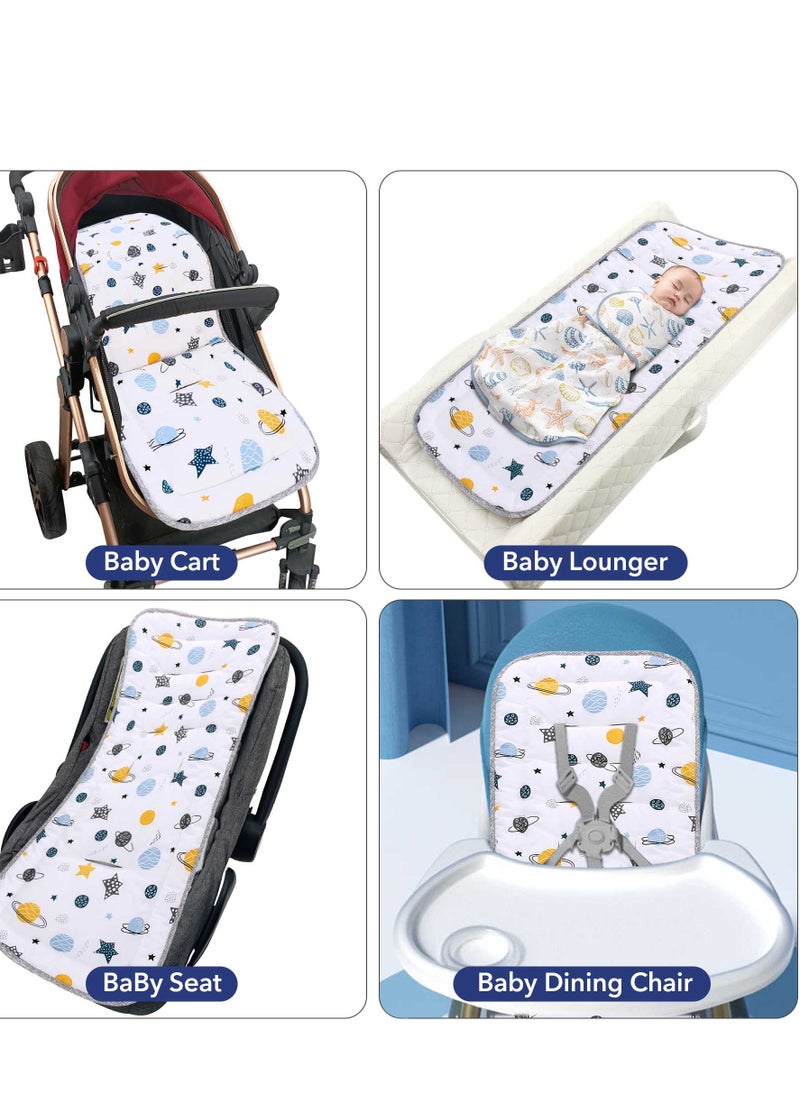 Miracle Baby - Soft Toddler Stroller Cushion, Toddler Car Seat Insert, Reversible Universal Breathable Stroller Mat, 100% Cotton Cover Toddler Seat Pad Liner - Image 1