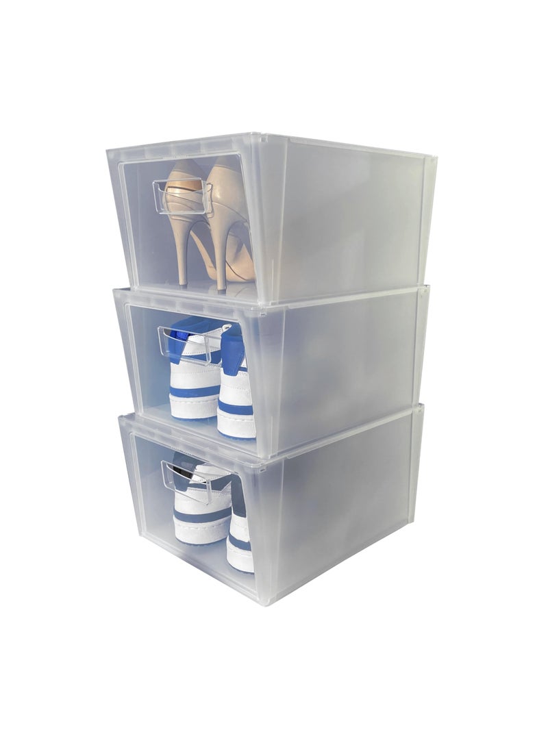 Snips Set of 3 Shoe Rack, Shoe Organiser, Space Saving Shoe Boxes 37 x 27.7 x 33 cm, Shoe Cabinet for Wardrobe, Made in Italy 