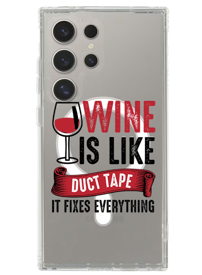 Theodor Magnetic Case for Samsung Galaxy S24 Ultra 6.8-inch Compatible with MagSafe Wireless Charging, Shockproof Phone Bumper Cover Wine is like duct tape black - Image 1