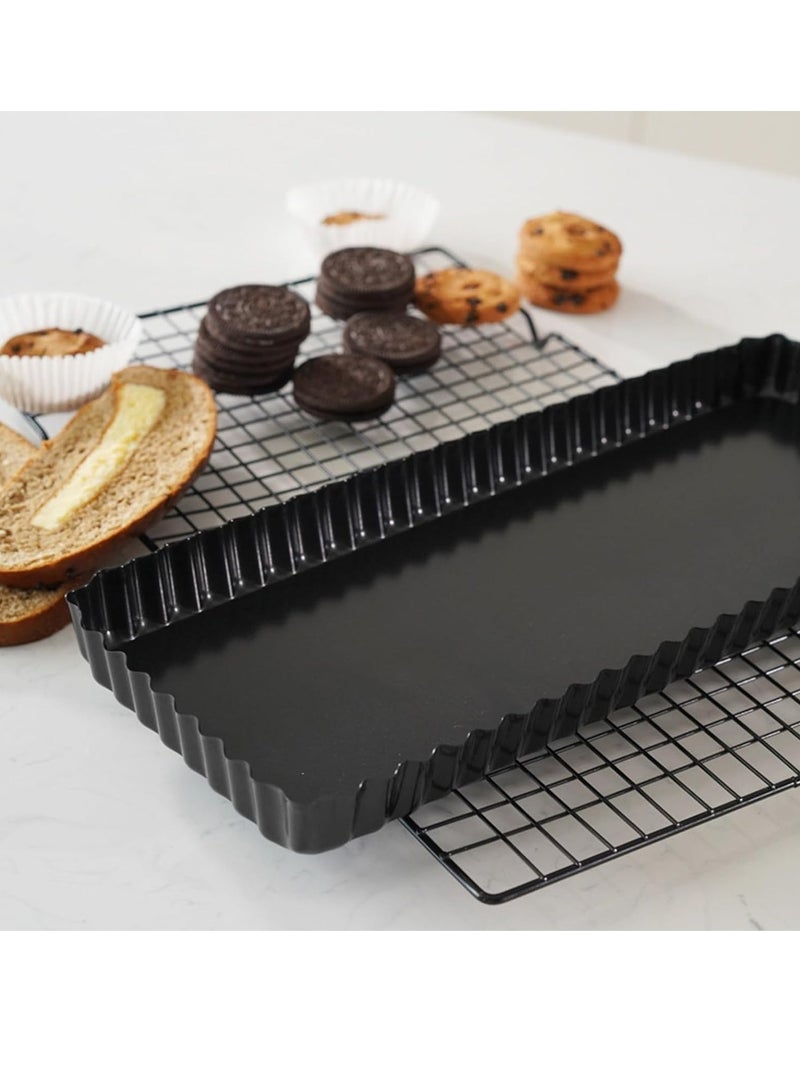 Excefore صينية تارت مستطيلة غير لاصقة فاخرة - 14 بوصة لصينية كيش مع قاعدة قابلة للإزالة - مثالية للفطائر، الكيش، كعكات الجبن، والحلويات - Image 4