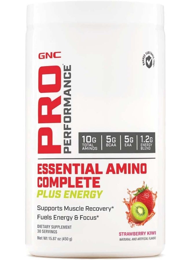 GNC Pro Performance Essential Amino Complete Plus Energy, Strawberry Kiwi, 15.9 oz, Supports Muscle Recovery - Image 1