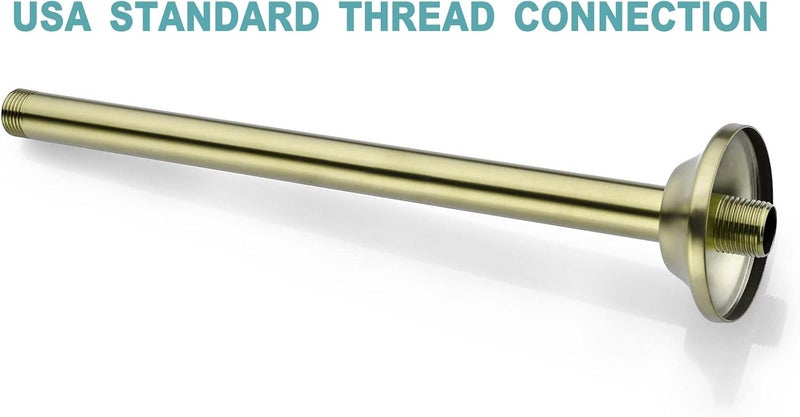 Bestill 12 Inch Ceiling Mount Rain Shower Head Arm and Flange, Brushed Gold - Image 5