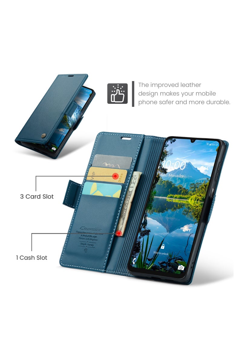 CaseMe Flip Wallet Case For Samsung Galaxy A16 4G/5G RFID Blocking PU Leather Wallet Flip Folio Case with Card Holder Kickstand Shockproof Phone Cover - Blue - Image 2