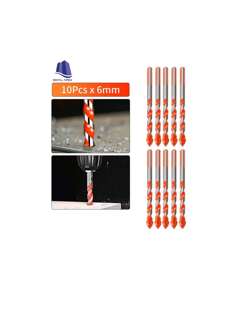 10Pcs Ceramic Tile Drill Bit Set for Tile Brick Glass Plastic and Wood Concrete Drill Bit - 6mm  - Image 2