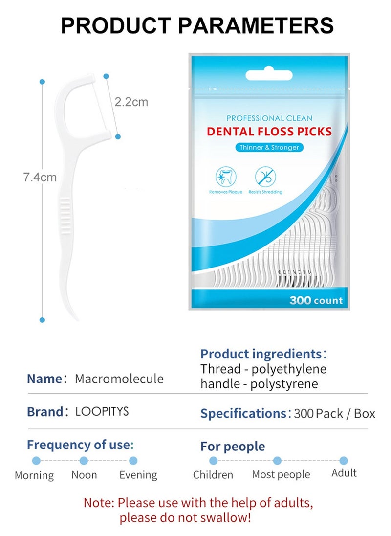 LOOPITYS 300-pcs dental floss toothpick,teeth stick,tooth picks,floss picks,teeth cleaning，family size (300 picks) - Image 3