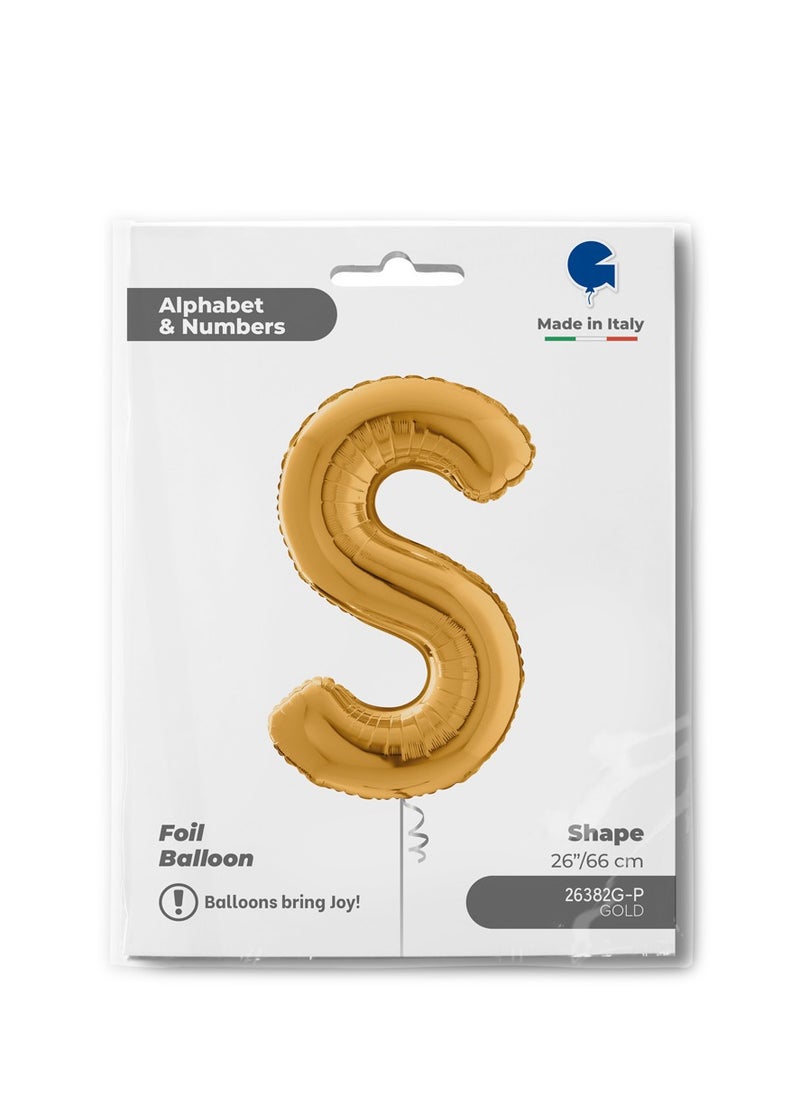GRABO 26" Foil Balloon Letter S Gold  - Image 2