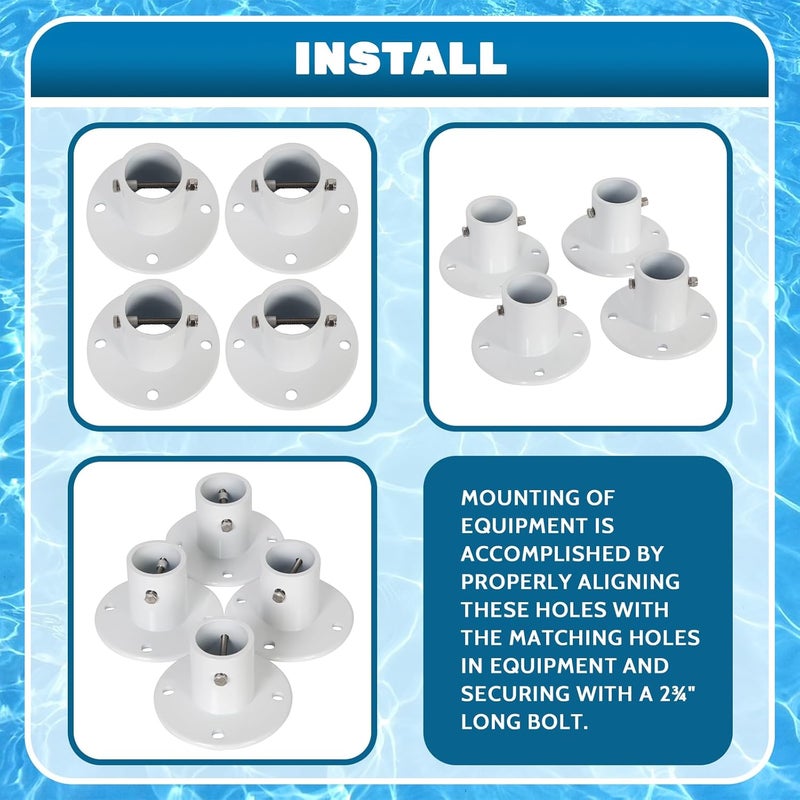 ECOTRIC Replacement Deck Anchor Flange Cast Aluminum Above Ground Pool Ladders and Handrails - 1 7/8” Inch Diameter of 1.9"(4PC) - Image 4