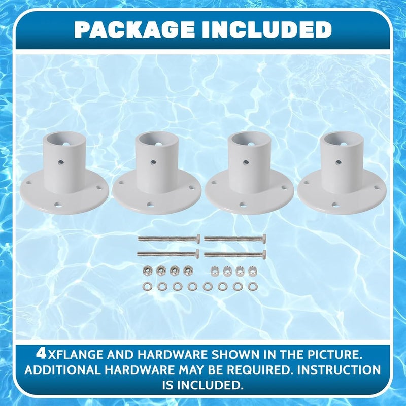 ECOTRIC Replacement Deck Anchor Flange Cast Aluminum Above Ground Pool Ladders and Handrails - 1 7/8” Inch Diameter of 1.9"(4PC) - Image 5