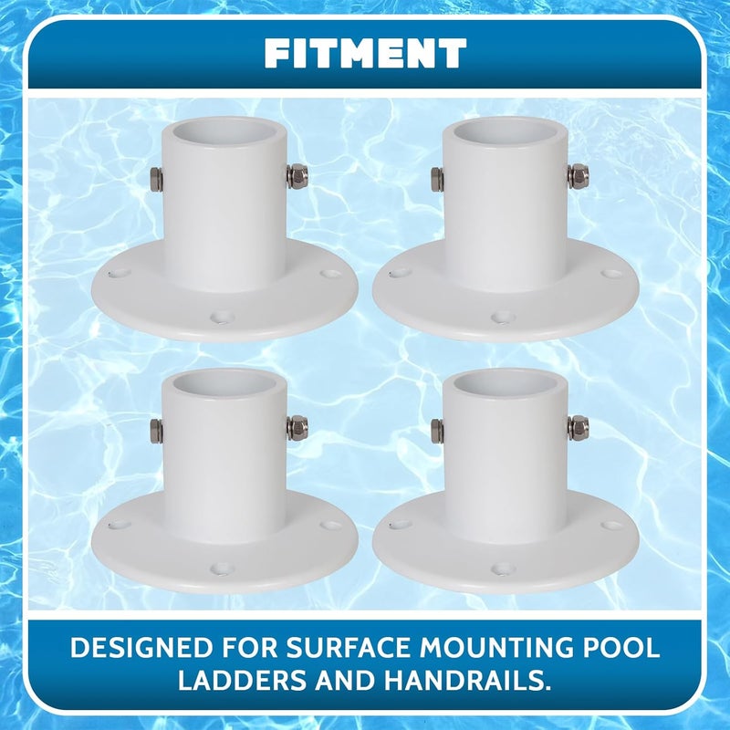 ECOTRIC Replacement Deck Anchor Flange Cast Aluminum Above Ground Pool Ladders and Handrails - 1 7/8” Inch Diameter of 1.9"(4PC) - Image 2