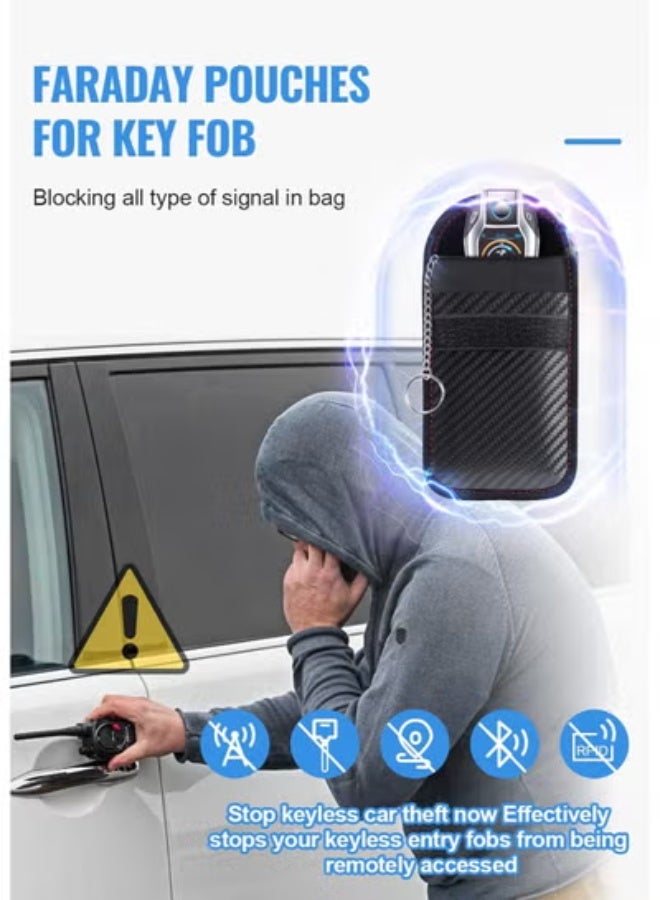 COYO حقيبة فاراداي لحافظة المفتاح (1 عبوة)، واقي قفص فاراداي، واقي إشارة RFID للسيارة، واقي حافظة المفتاح مانع السرقة من مادة ألياف الكربون مزدوجة الطبقات - Image 3