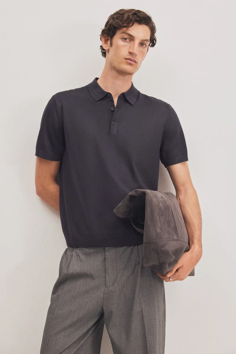H&M Regular Fit Fine-knit polo shirt