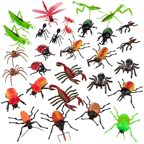 SCS Direct Toy Bug Action Figure 30pc Playset-15 Unique Giant Insects-Grasshoppers, Beetles, Spiders & More- 2-4" Realistic Fake Bugs, Great for Pranks, Pretend Play, Kids Gifts, Summer Camp, Beach & Sandbox Toy - Image 3