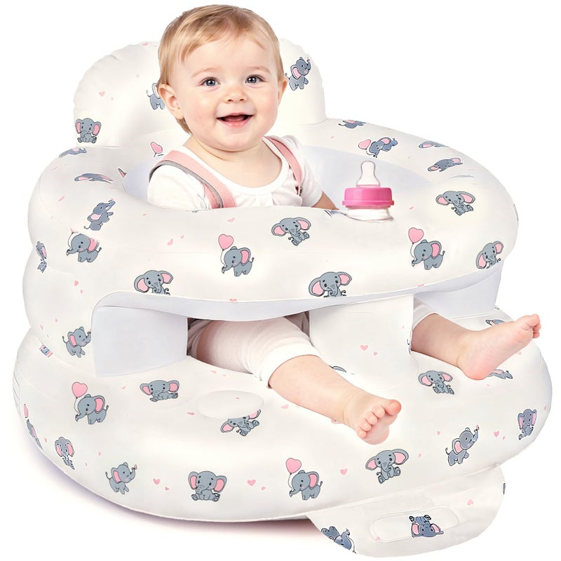 CandyHome Inflatable Baby Seat for 3-36 Months, Baby Seats for Infants for Sitting Up with Back Support Built in Air Pump, Surround Sit Me Up Floor Seat for Baby Chair for Learning Sit, Feeding (Elephant) - Image 1