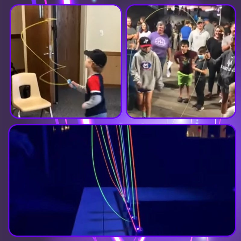 Cross-border tremolo explosion rope launcher play a wool gun charging electric luminous creative funny cat toy(Green color box [with 3 meters rope]], USB charging luminous rope transmitter) - Image 4