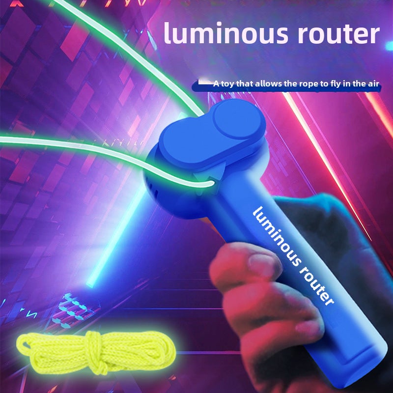 Cross-border tremolo explosion rope launcher play a wool gun charging electric luminous creative funny cat toy(Green color box [with 3 meters rope]], USB charging luminous rope transmitter) - Image 2