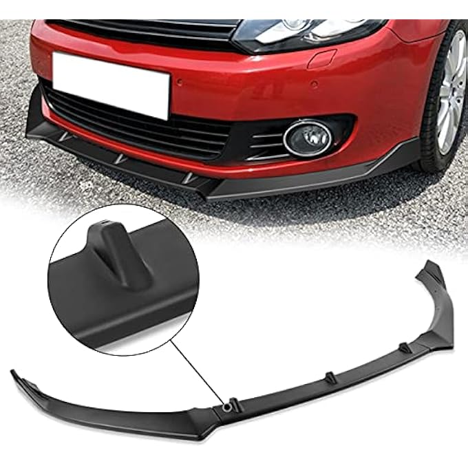 DNA MOTORING 2-PU-556 STP-Style Front Bumper Lip 3PCS Compatible With 10-13 VW Golf 6 Excludes GTI,Matte Black - Image 5