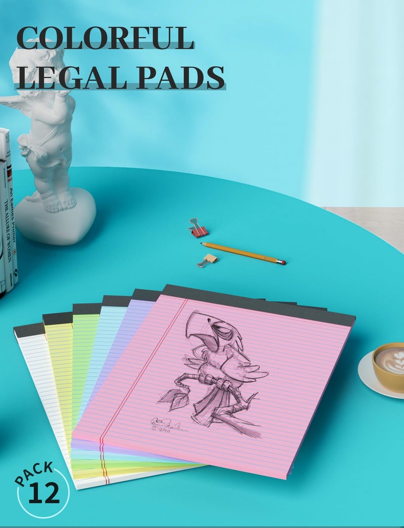 Aidunmis 12 Pack Legal Pads 8.5 x 11, College Ruled, 30 Sheets Per Colored Legal Pads 8.5 x 11, Perforated Lined Paper Pads 8.5 x 11, Writing Pads with Sturdy Backing, Note Pads for School, Office, Home - Image 5