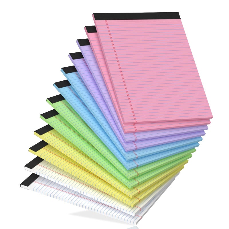 Aidunmis 12 Pack Legal Pads 8.5 x 11, College Ruled, 30 Sheets Per Colored Legal Pads 8.5 x 11, Perforated Lined Paper Pads 8.5 x 11, Writing Pads with Sturdy Backing, Note Pads for School, Office, Home - Image 1