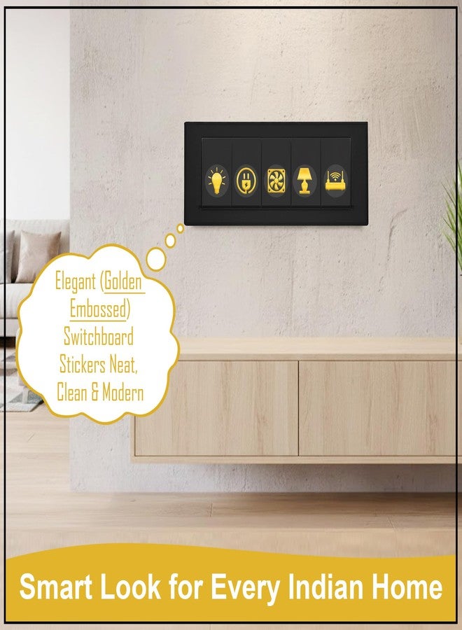 GLUN 600 Golden Vinyl Switchboard Stickers | 60+ Embossed Luxury Self-Adhesive Icons for Fan, Light, AC & Home Switch Buttons - Image 5
