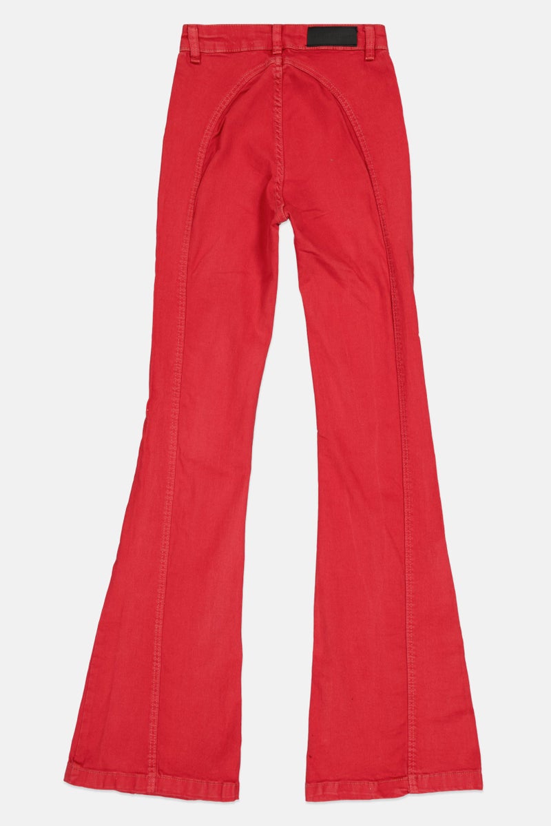Bershka Women Regular Fit Plain Flare Pants, Red - Image 3