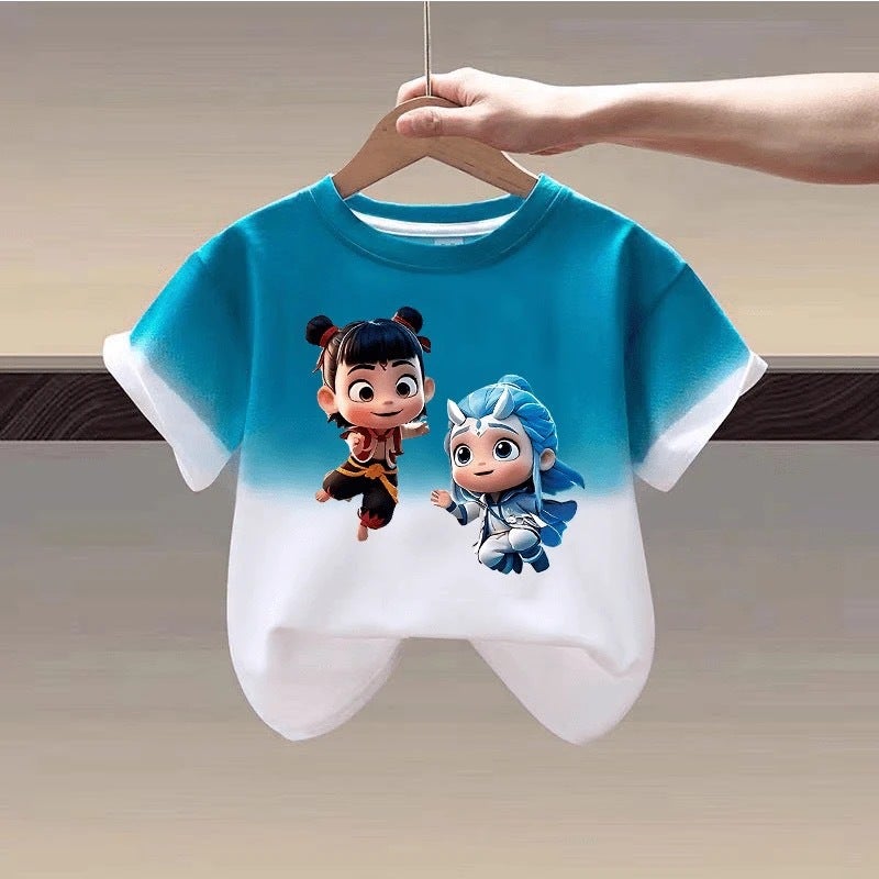 Boys' T-Shirt Short-Sleeved Arrival All-Match Summer Big Kids Nezha Western Style Loose Children'S Street-Fried Summer Fashion T - Image 1