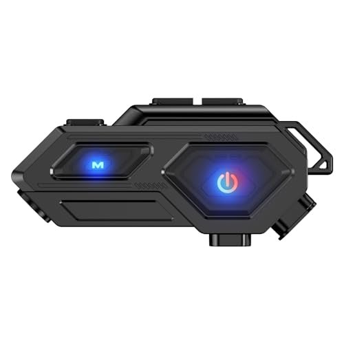 EDYELL Motorcycle Bluetooth Headset,C8 Motorcycle Helmet Speakers with 2 Type Mics,Connects Two Mobile Phones,LED Emergency Lights,HiFi Stereo Calls,IPX6 Waterproof,Compatible with All Helmets - Image 1