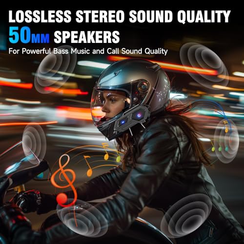 EDYELL Motorcycle Bluetooth Headset,C8 Motorcycle Helmet Speakers with 2 Type Mics,Connects Two Mobile Phones,LED Emergency Lights,HiFi Stereo Calls,IPX6 Waterproof,Compatible with All Helmets - Image 5
