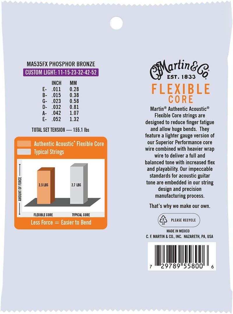 Martin M535 Phosphor Bronze Acoustic Guitar Strings - Custom - Image 2