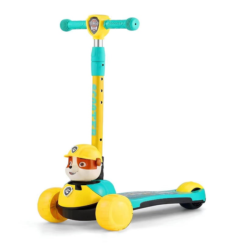 Paw Patrol Foldable Scooter 3PU Wheels with Lights - Cyan - 588W