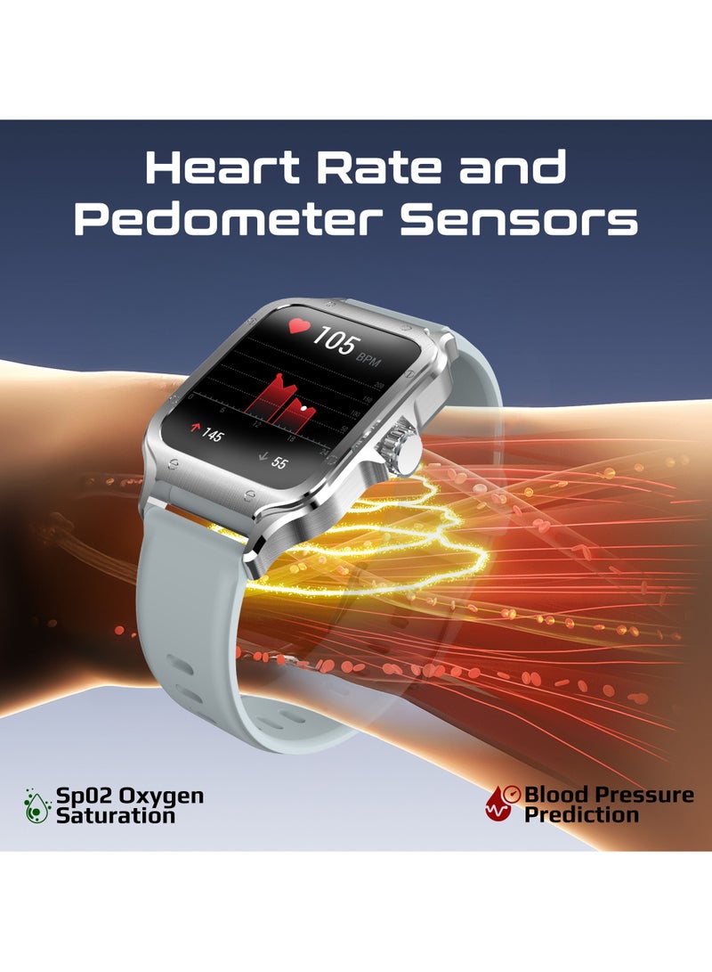PROMATE Curved AMOLED Screen Smartwatch with Active Lifestyle Management, Durable Battery Life, 100+ Sports Modes, Heart Rate, Pedometer Sensors, and Real-Time Health Monitoring, XWatch-RM Silver - Image 5
