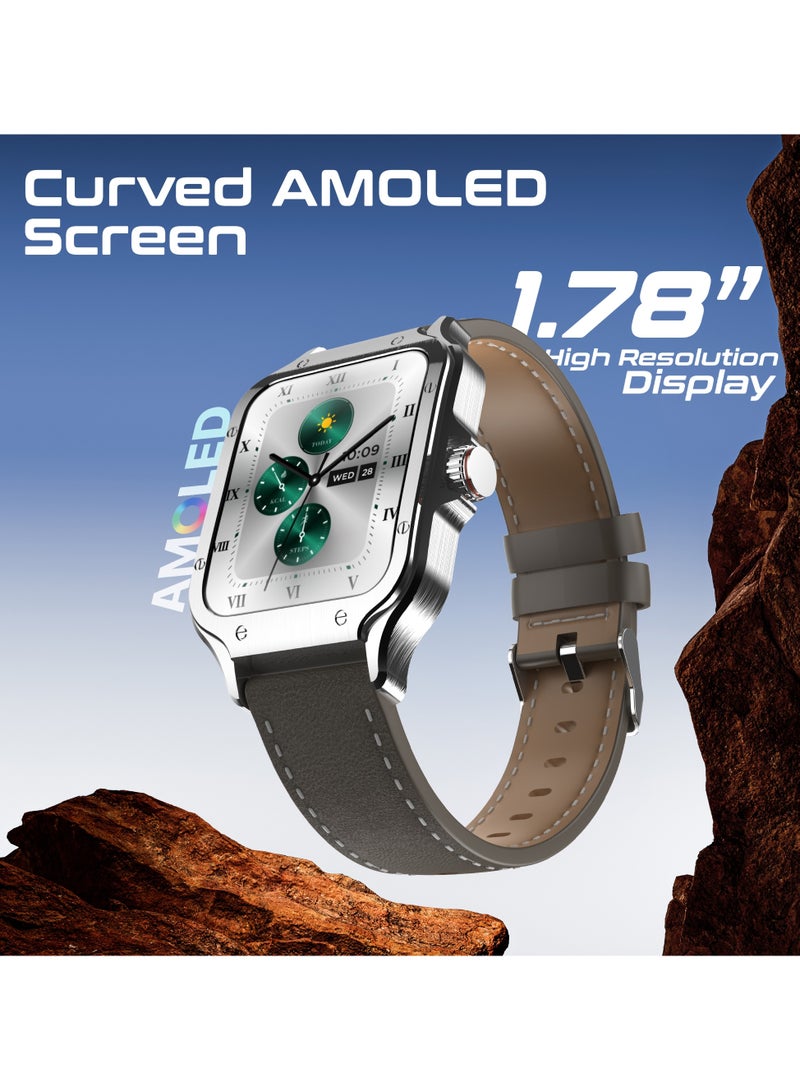 PROMATE Curved AMOLED Screen Smartwatch with Active Lifestyle Management, Durable Battery Life, 100+ Sports Modes, Heart Rate, Pedometer Sensors, and Real-Time Health Monitoring, XWatch-RM Silver - Image 2
