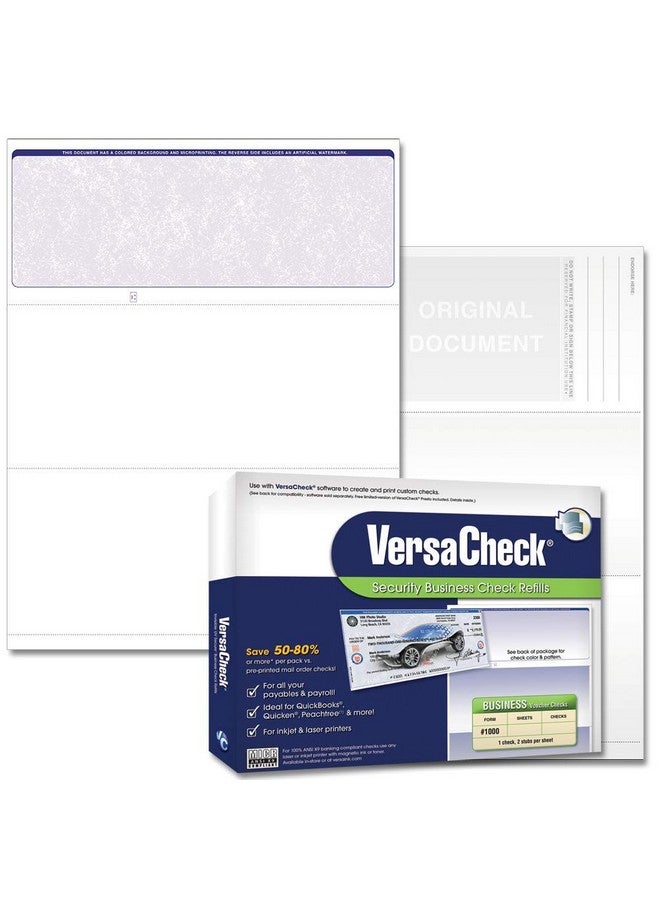 VersaCheck Secure Checks 250 Blank Business Voucher Checks Blue Classic 250 Sheets Form 1000 Check On Top - Image 1