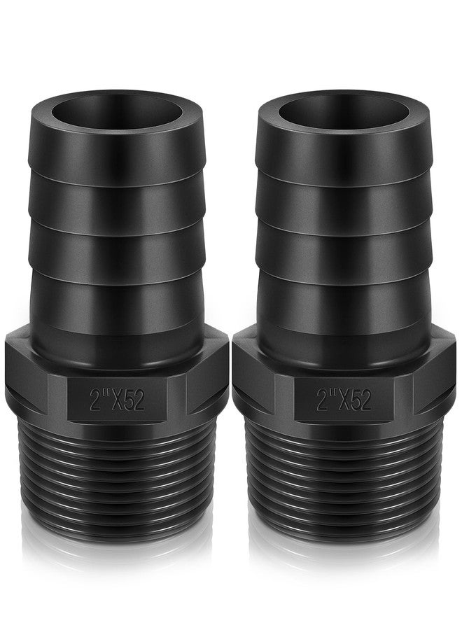 Innconee 2 Pieces PVC Tube Fitting Adapter Barbed Hose Fittings Barbed x NPT Male(2",Black,2 Pcs) - Image 1