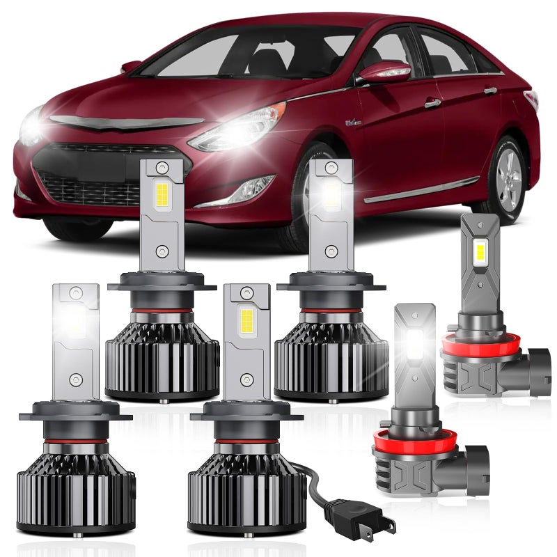 YCLL Compatible with Hyundai Sonata 2011-2014 Bulb Light Combo,6500K White,500% Brightness,70W,6 Pack - Image 1