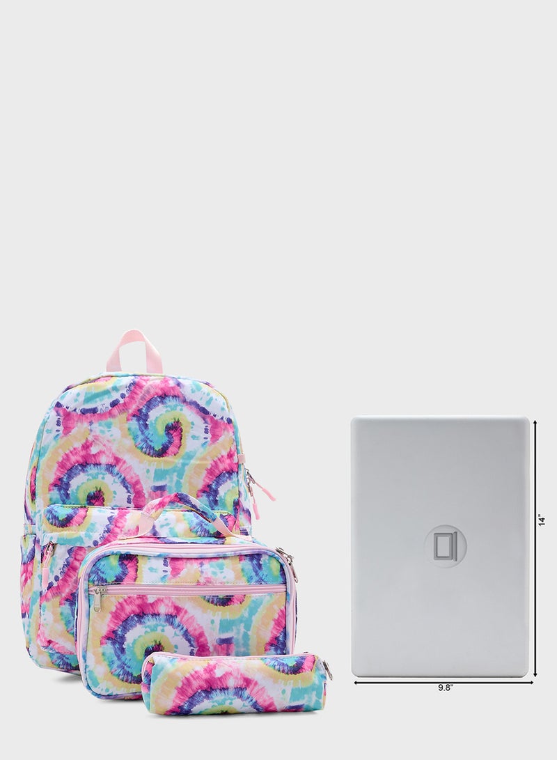 3 Piece Set Laptop Backpack, Lunch Bag And Pencil Case