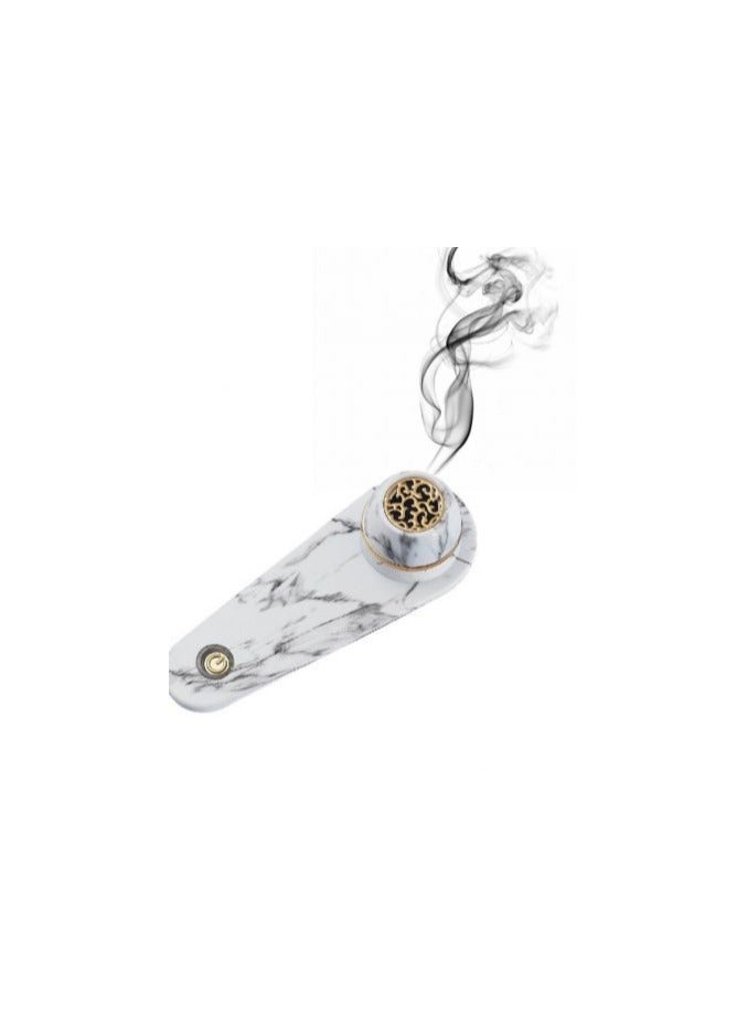 Burner Portable USB Incense Burner – Electric Handheld with Charging Cable (White) - Image 2