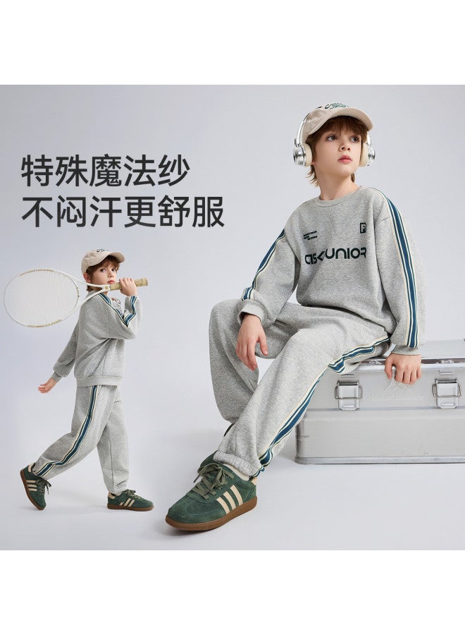 ASK JUNIOR Autumn Medium And Large Children's Long Sleeve Pullover Hoodie And Sweatpants Set For Boys - Image 2