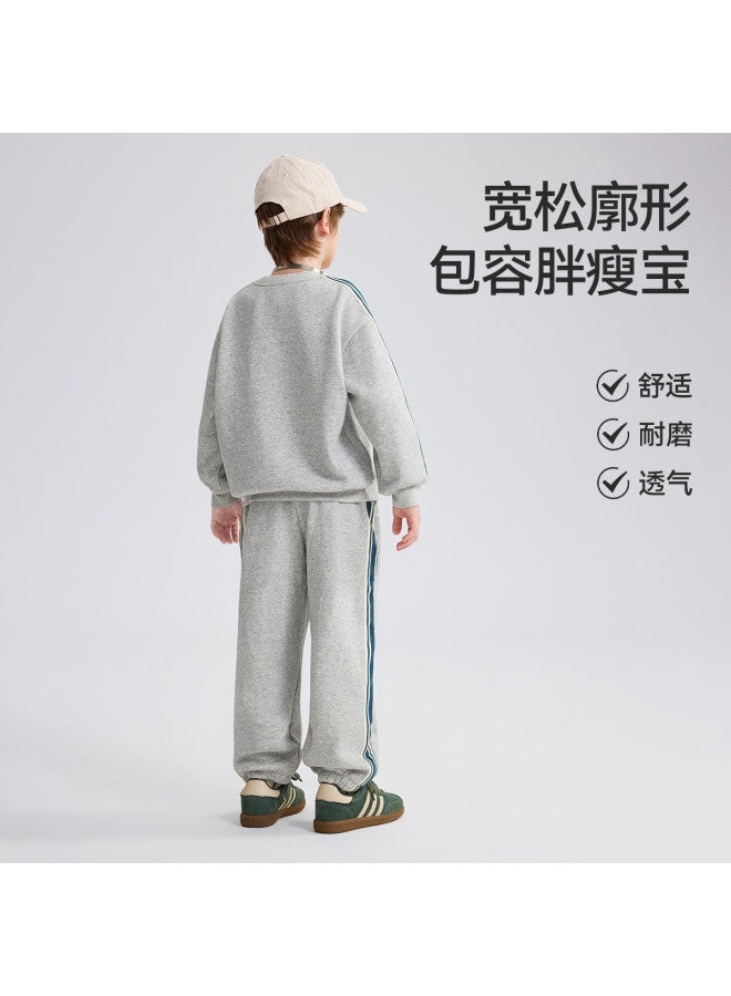 ASK JUNIOR Autumn Medium And Large Children's Long Sleeve Pullover Hoodie And Sweatpants Set For Boys - Image 5