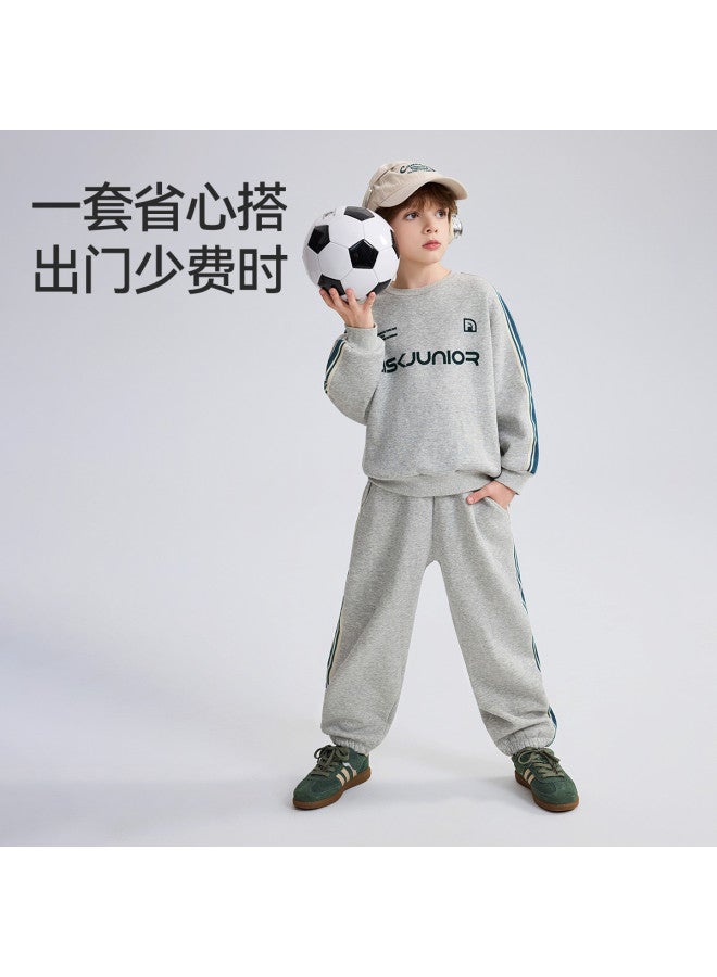 ASK JUNIOR Autumn Medium And Large Children's Long Sleeve Pullover Hoodie And Sweatpants Set For Boys - Image 4