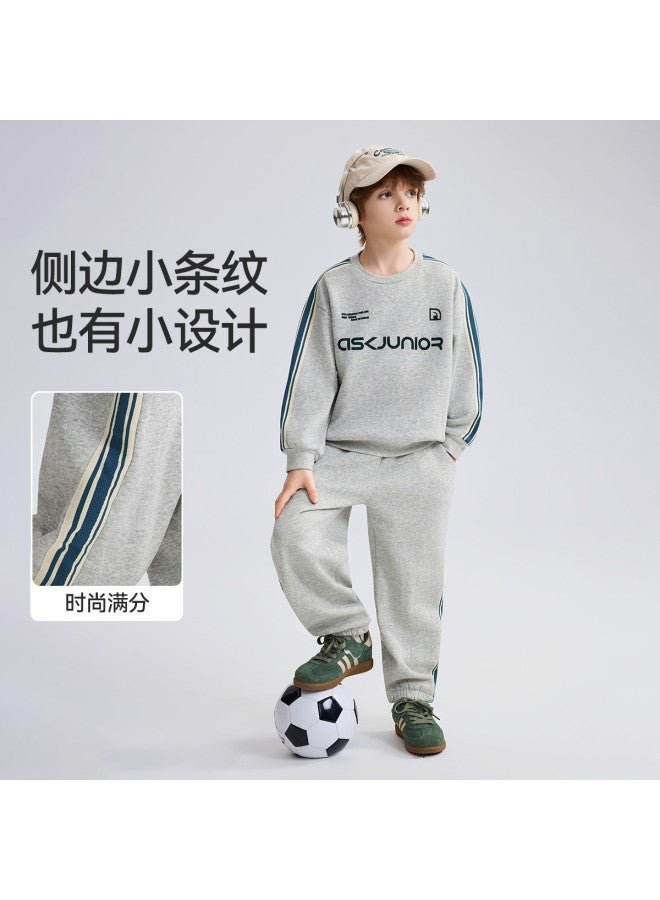 ASK JUNIOR Autumn Medium And Large Children's Long Sleeve Pullover Hoodie And Sweatpants Set For Boys - Image 3