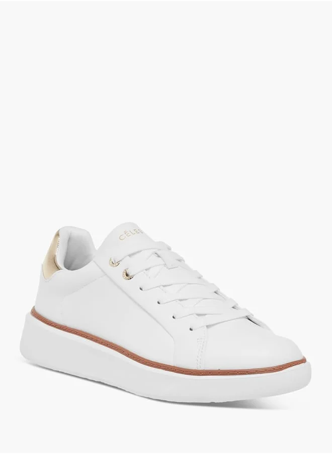 سيليست Women's Metallic Sneakers with Lace-Up Closure