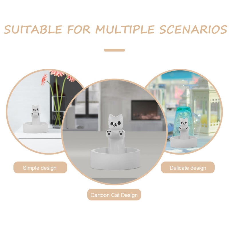 White Resin Cat Tealight Holder Cartoon Design Home Decor Wedding Party Candle - Image 4